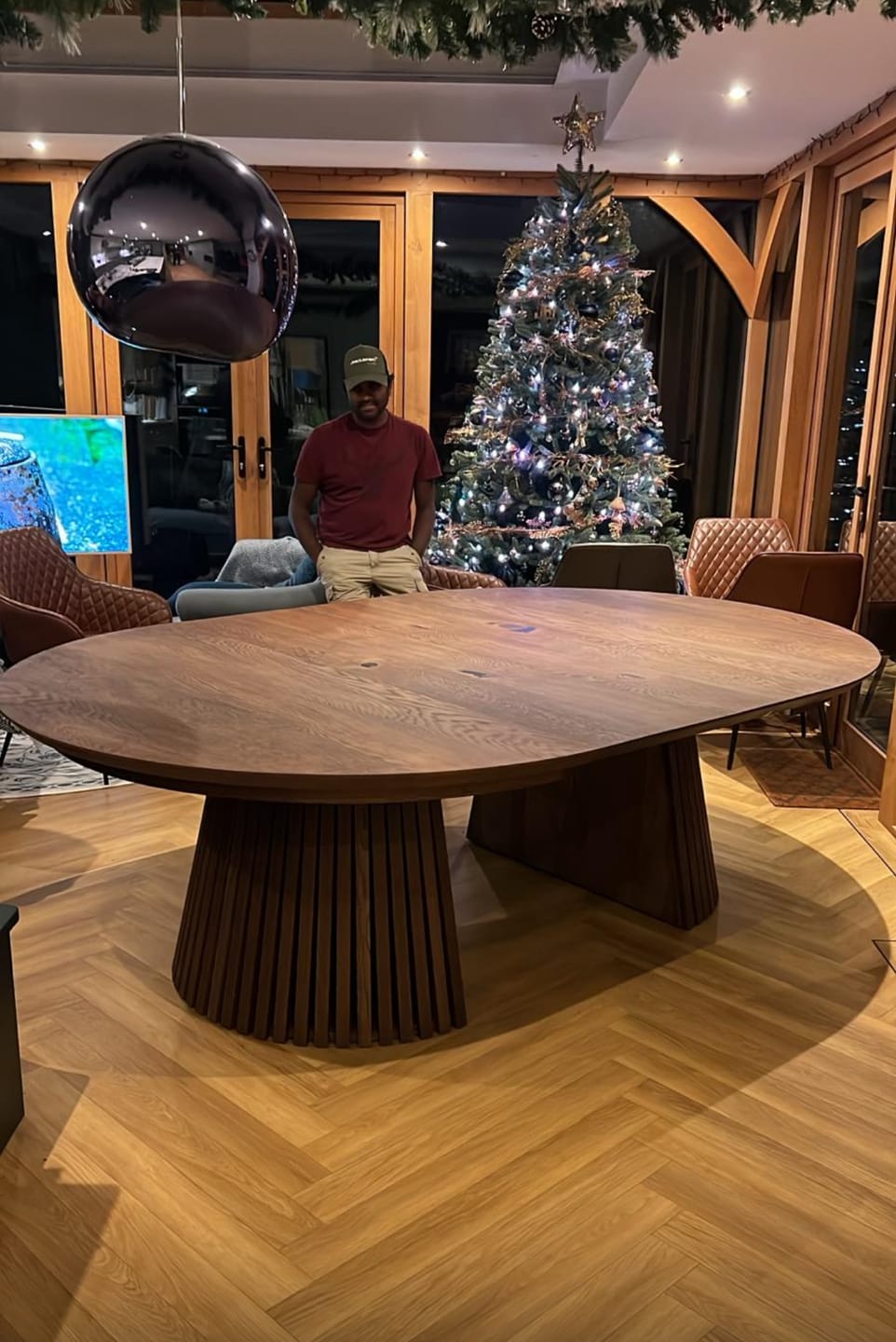 Customer photo review of Vivien Extendable Round Dining Table in Darker Walnut