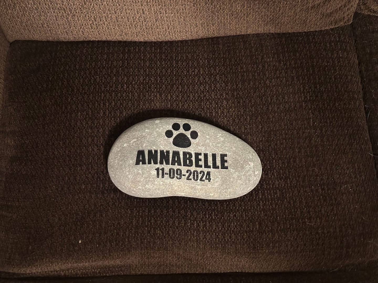 Customer photo review of Engraved River rock headstones Grave Marker Custom Engraved Pet Memorial stone