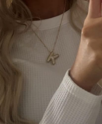 Customer photo review of Initial Bubble Necklace