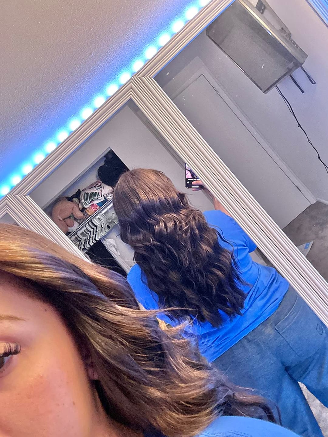 Customer photo review of Virgin Hair Seamless Injection Tape in Hair Extensions Dark Brown (#2)