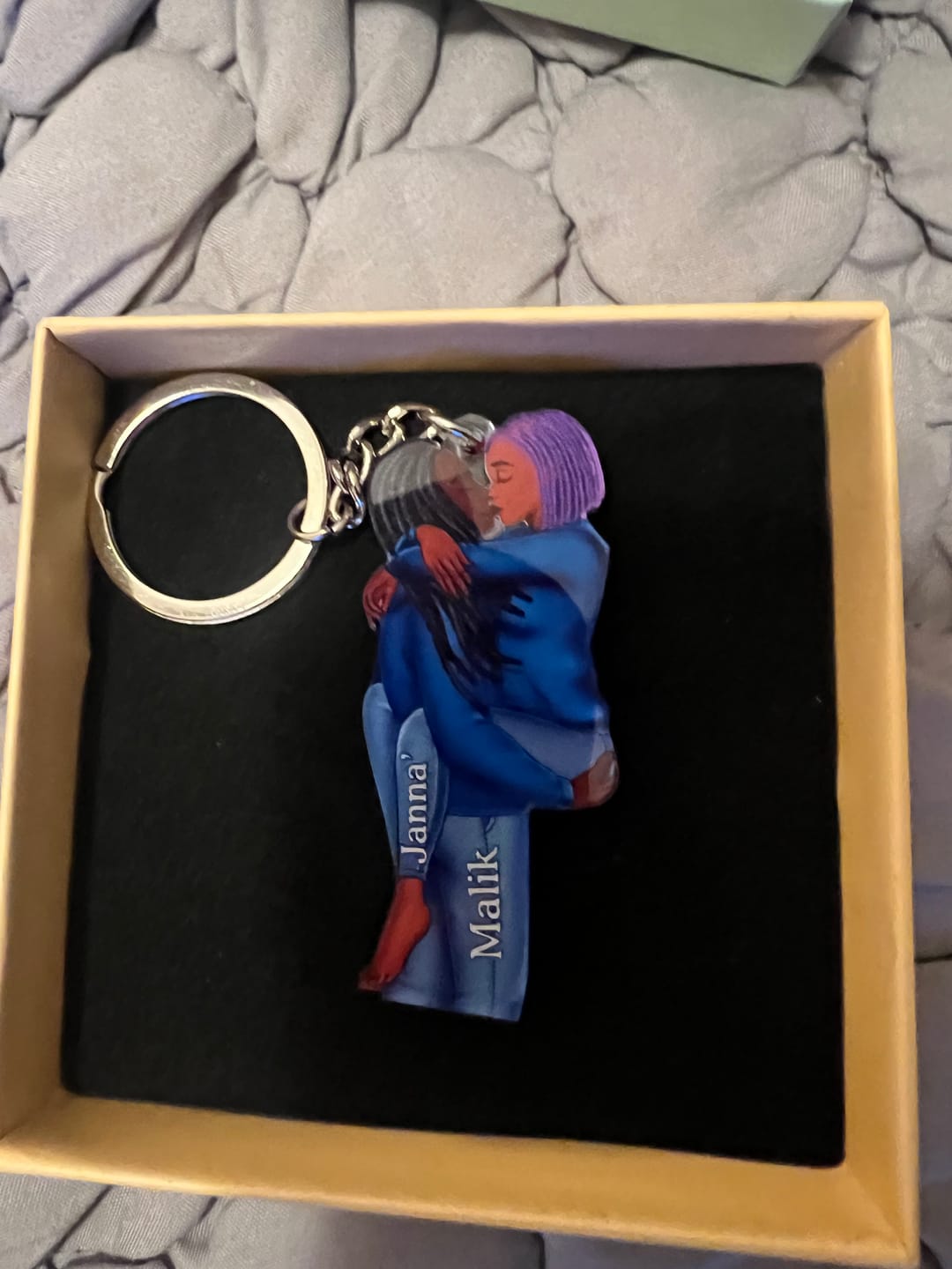 Customer photo review of Couple Kissing - Anniversary Gift For Couples - Personalized Keychain