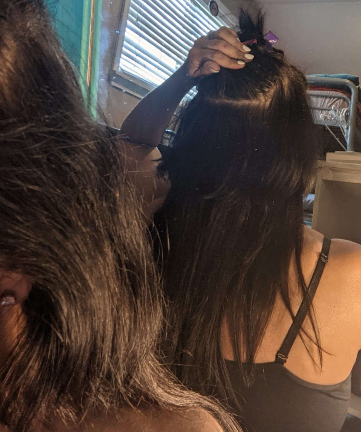 Customer photo review of Virgin Hair Seamless Injection Tape in Hair Extensions Dark Brown (#2)