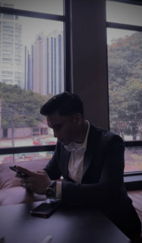 Customer photo review of Single Breasted Suit Blazer - Navy Blue Pinstripes (Peak Lapel)