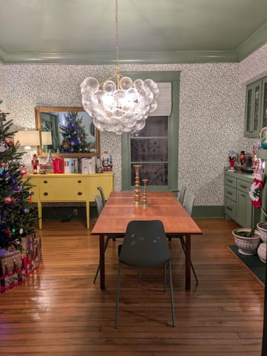 Customer photo review of Brass Cluster Ribbed Glass Globe Bubble Chandelier