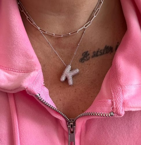 Customer photo review of Initial Bubble Necklace