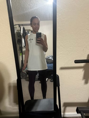 Customer photo review of Mystery Men's Cut Off/Tank - Final Sale