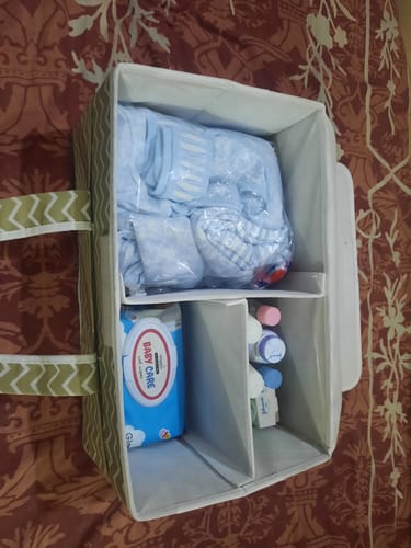 Customer photo review of Qoolish Diaper storage caddy Organizers with Lid! (Available in 4 colors)