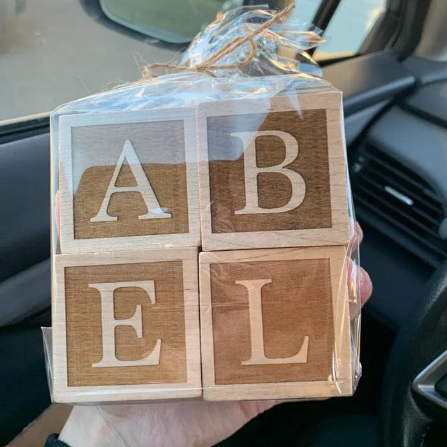 Customer photo review of Personalized Wooden Blocks | Custom Engraved Name Blocks | Nursery Baby Name Wooden Blocks | Emboss