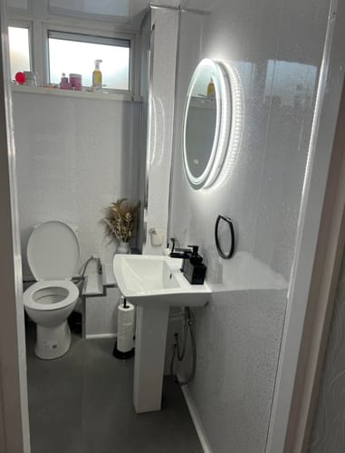 Customer photo review of 4 Pack | 8mm White Sparkle Wall & Ceiling Panel 2.6M