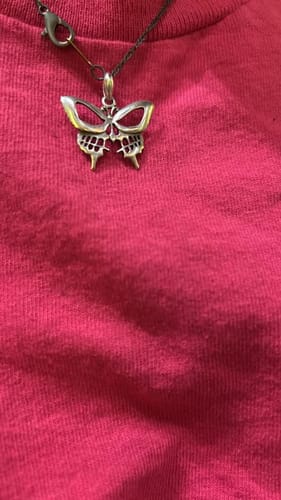 Customer photo review of Just Love Skulls Silver Necklace