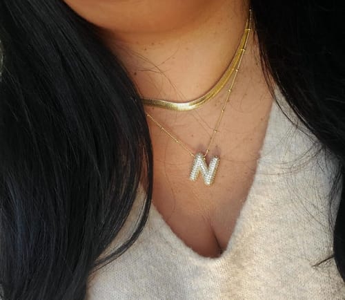 Customer photo review of Initial Bubble Necklace