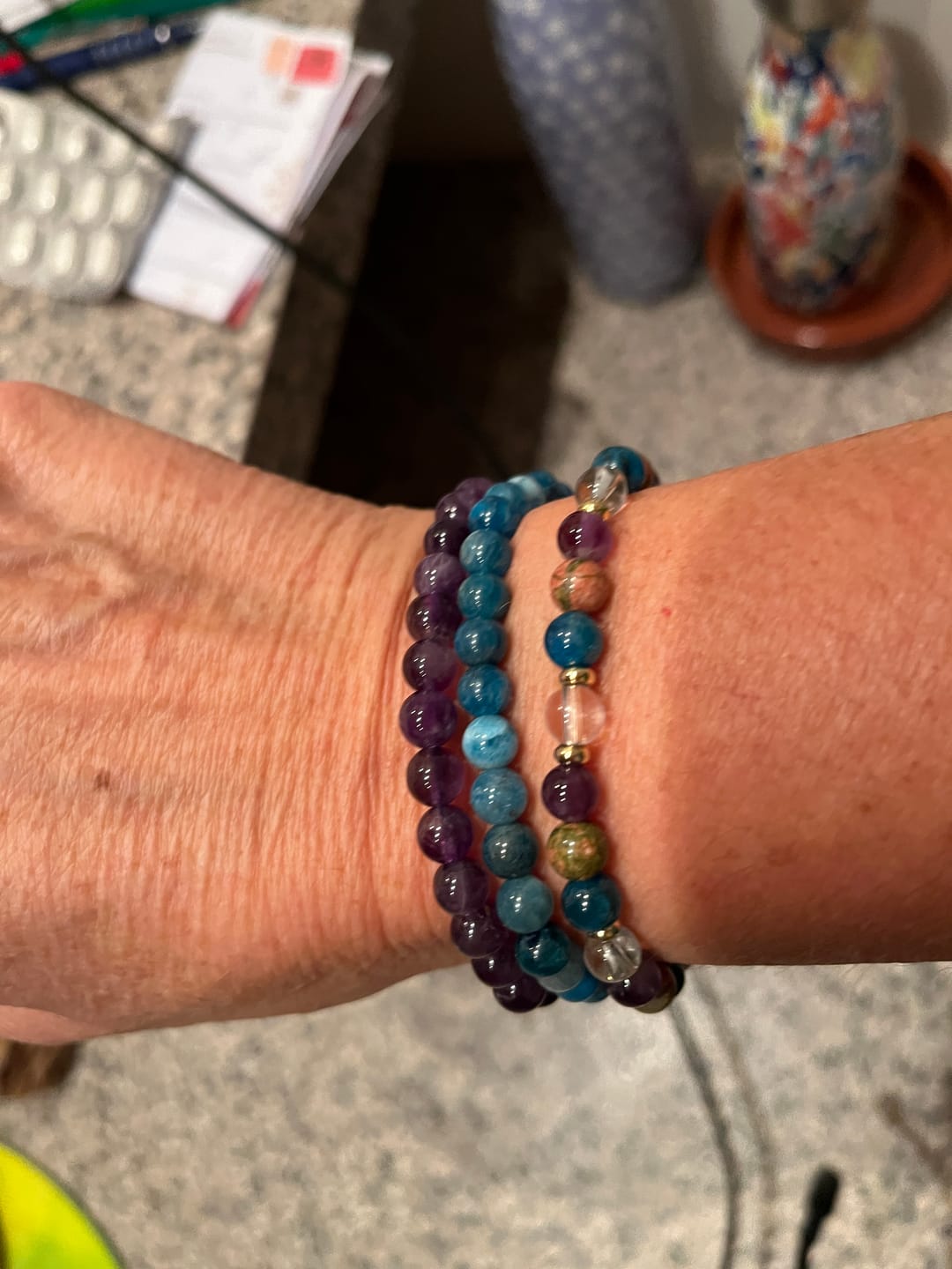 Customer photo review of Bracelet Apatite Bleue "Volonté"