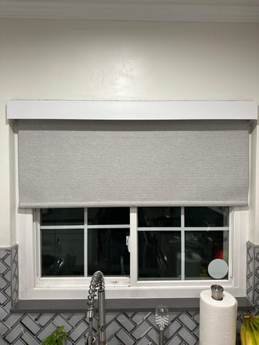 Customer photo review of SmartWings Motorized Roller Shades 100% Blackout Safari