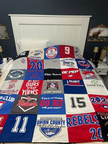 T-shirt quilt featuring obion county rebels by Mandy from TN