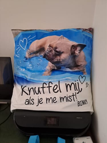 Customer photo review of Knuffel mij als je me mist - Gepersonaliseerde kussen