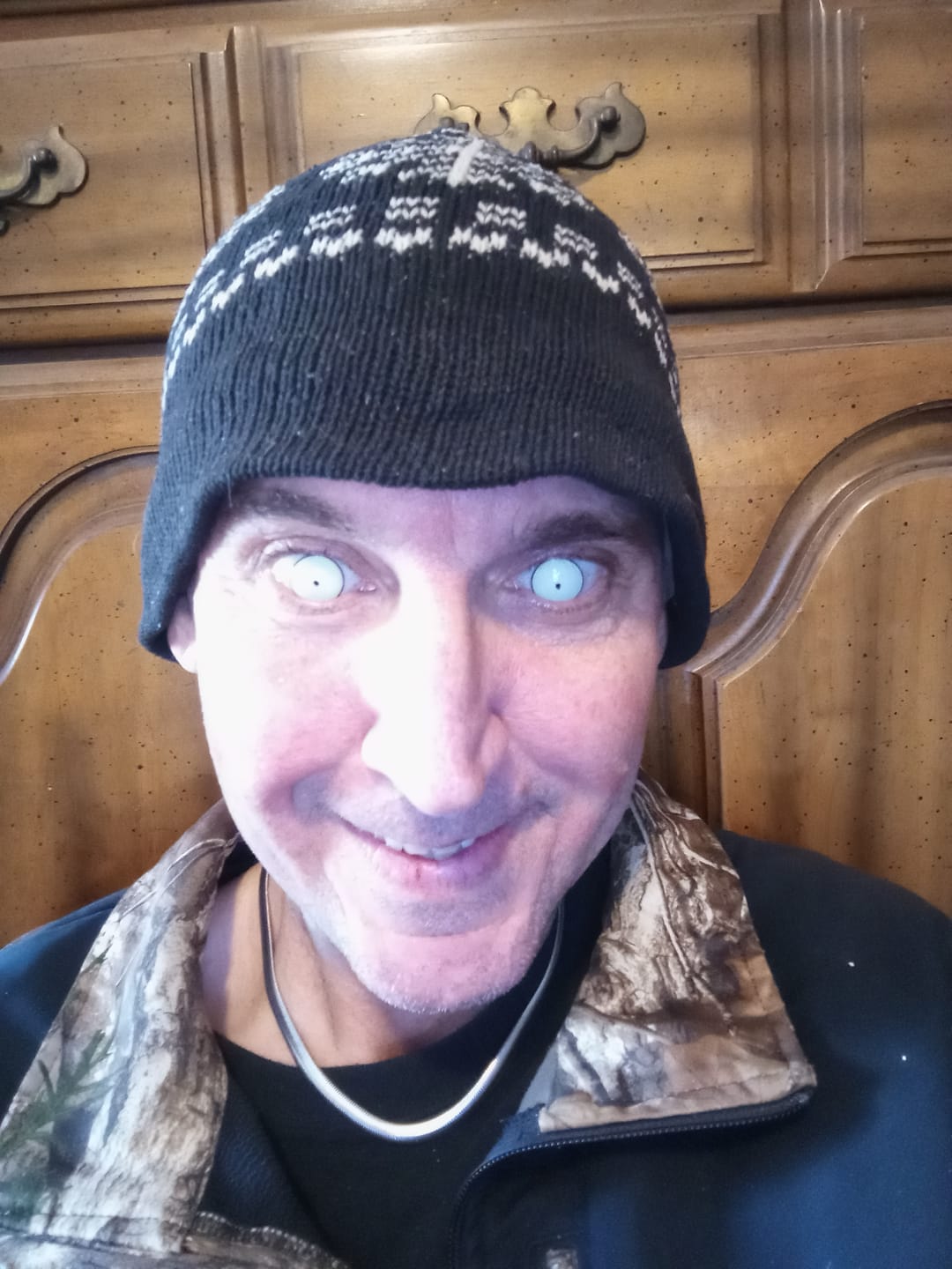 Customer photo review of Halloween Rick White Contact Lenses