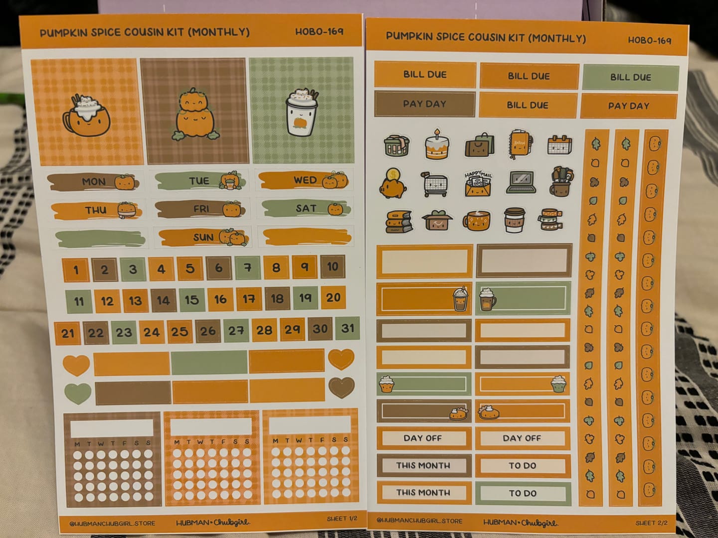 Customer photo review of Pumpkin Spice Theme Hobonichi Cousin Monthly Kit (Set of 2)