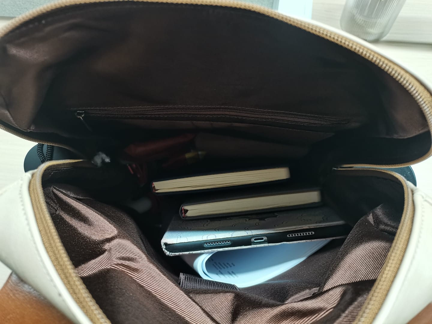 Customer photo review of Scarlett Flip Zipper Vegan 15.6-Inch Backpack