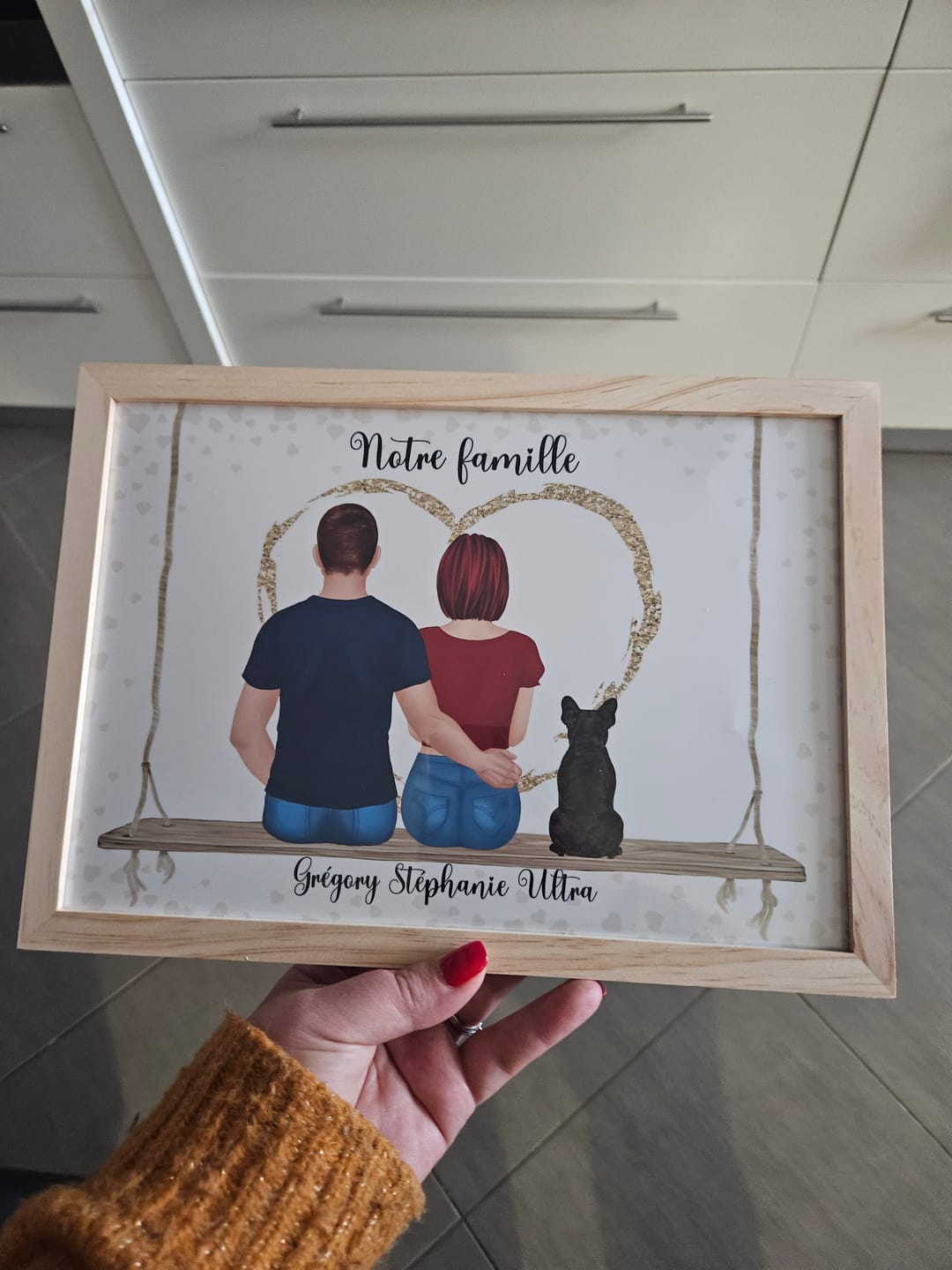Customer photo review of Affiche Personnalisée - Couple & Animaux Chat Chien et Lapin
