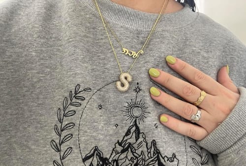 Customer photo review of Initial Bubble Necklace