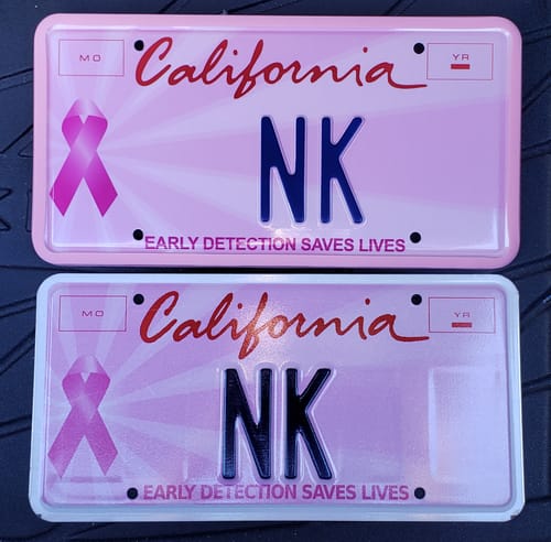 Customer photo review of CALIFORNIA EARLY DETECTION SAVES LIVES LICENSE PLATE 6"x12" (156.5mm x 305mm)