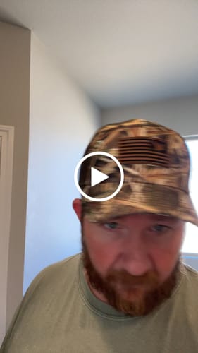 Customer video review of Flag w/ Duck (centered patch), Leather Patch Trucker Hat