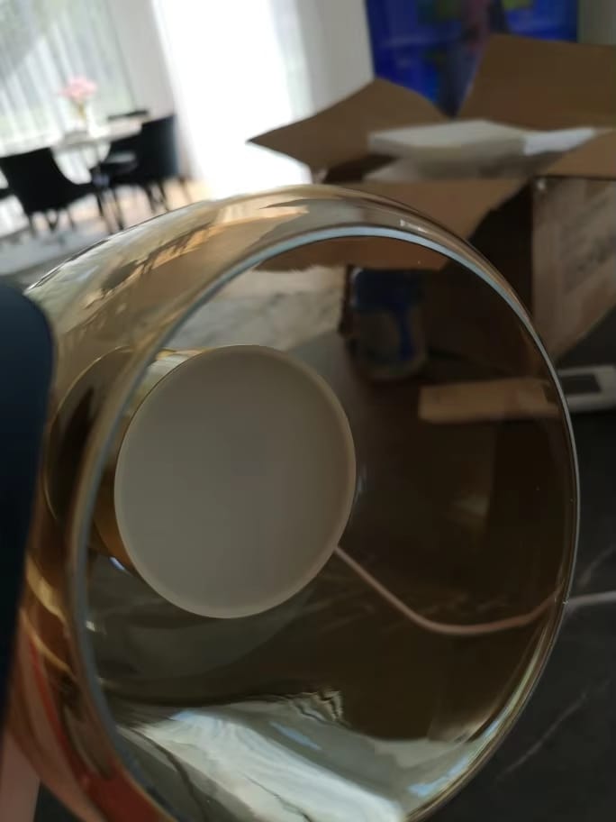 Customer photo review of WOMO Drum Blown Glass Pendant Light-WM2145