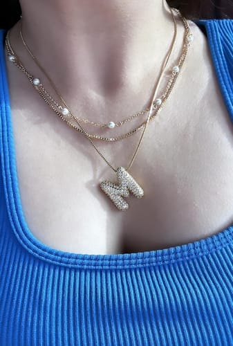 Customer photo review of Initial Bubble Necklace