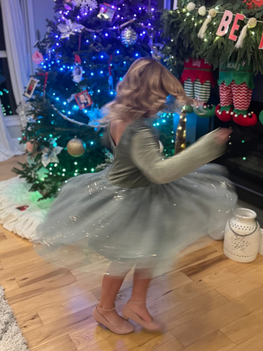 Customer photo review of Velour Ballerina Dress - Sage (FINAL SALE)
