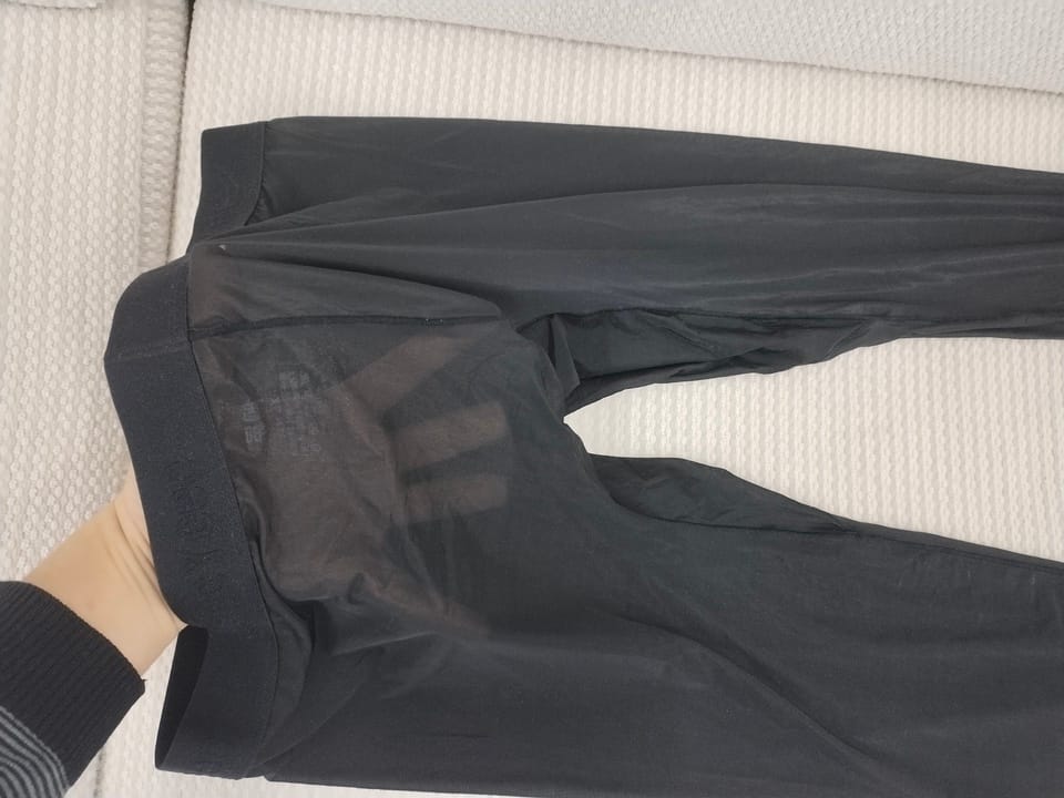 Customer photo review of Men's Ice Silk Full Transparent Sexy Fitness Pants Sports Tights