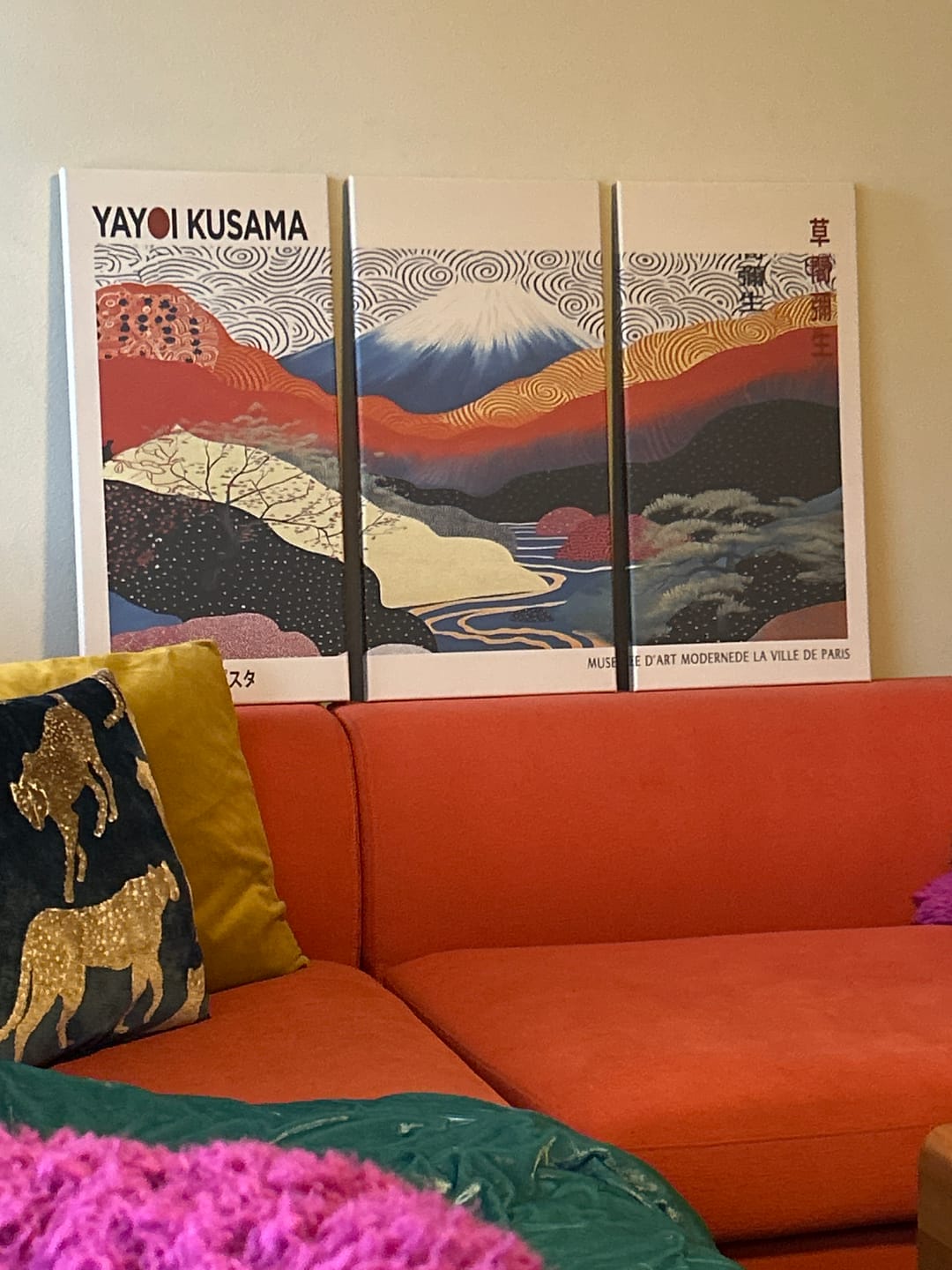 Customer photo review of Framed Yayoi Kusama 1986 Wall Art Print – Japanese Wall Art Print, Wabi Sabi Yayoi Kusama Print - Vibrant Abstract Landscape Canvas Print