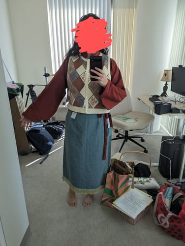 Customer photo review of Na Ti 拿铁 Latte Modernized Song Ming Denim Xuanqun & Knit Bijia Set