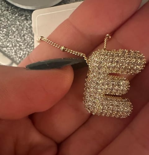 Customer photo review of Initial Bubble Necklace