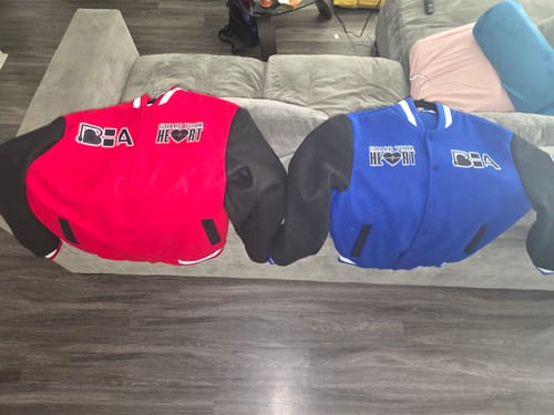 Customer photo review of Custom Royal Black-White Bomber Full-Snap Varsity Letterman Two Tone Jacket