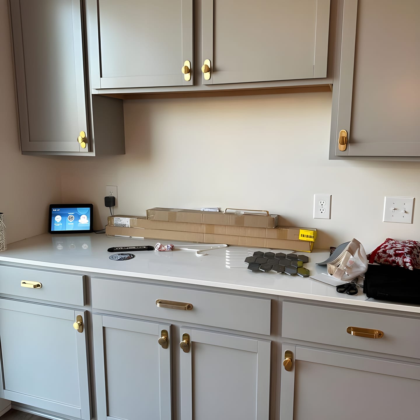 Customer photo review of Round Drawer Pulls with Backplate - Unlacquered Polished Brass