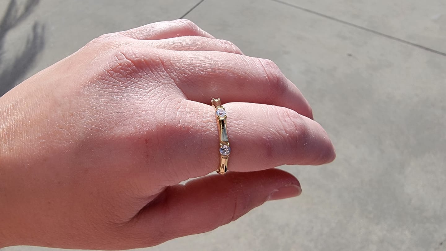 Customer photo review of Bamboo Ring With Stones