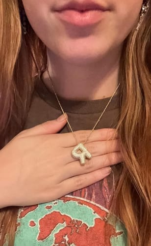 Customer photo review of Initial Bubble Necklace