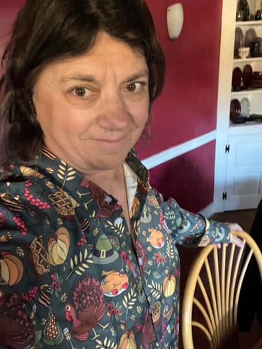 Customer photo review of Men's Vintage Thanksgiving Turkey Pumpkin Long Sleeve Shirt