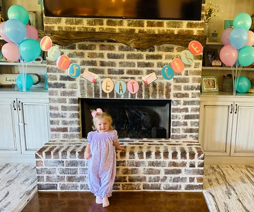 Customer photo review of Pink Floral Geo Smocked Bishop Long Bubble