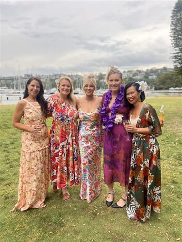 Customer photo review of Priscilla One Shoulder Midi Dress in Orange Multi Print