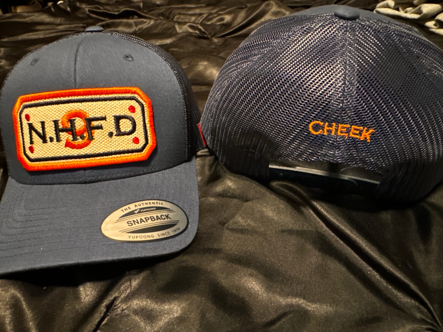 Customer photo review of SNAPBACK HOSE HAT WITH CUSTOM BACK OF HAT
