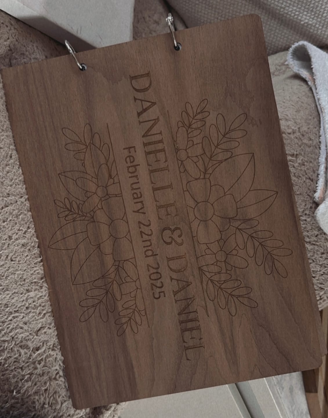 Customer photo review of Personalised Engraving Wooden Wedding Guest Book