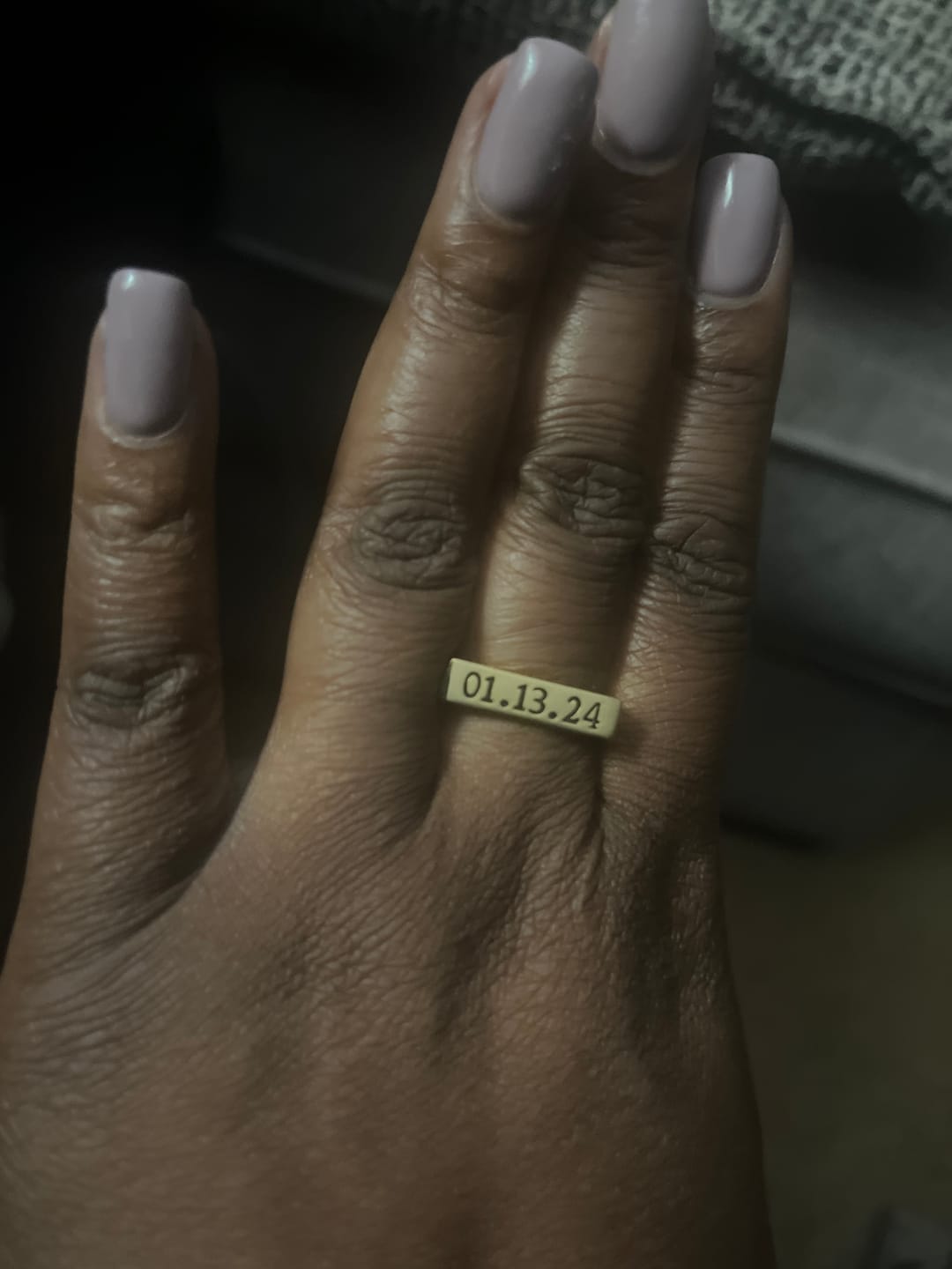Customer photo review of Engraved Name Ring