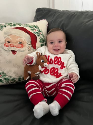 Customer photo review of Hand Knitted Personalized Sweater