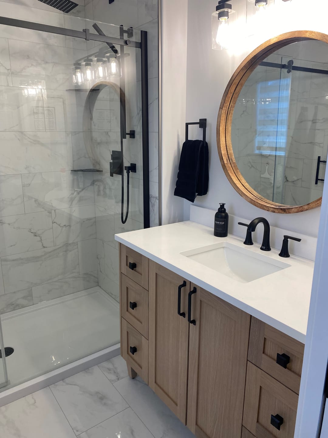 Customer photo review of Bridgeport 48" White Oak Bathroom Vanity
