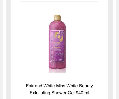 Customer photo review of Fair and White Miss White Beauty Exfoliating Shower Gel 940 ml