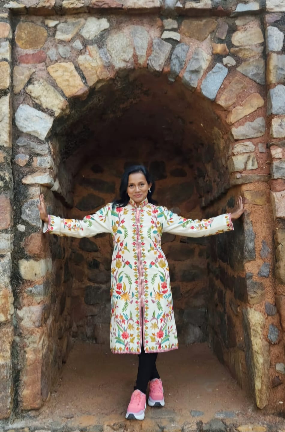 Customer photo review of Long kashmiri jacket with Aari Embroidery