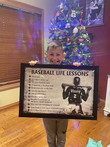 Customer photo review of Personalized Baseball Life Lessons Customized Poster