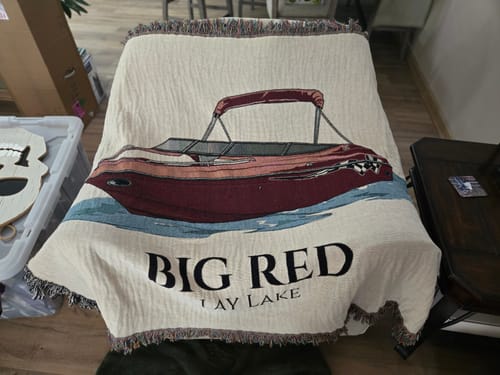 Customer photo review of Custom Woven Boat Blanket
