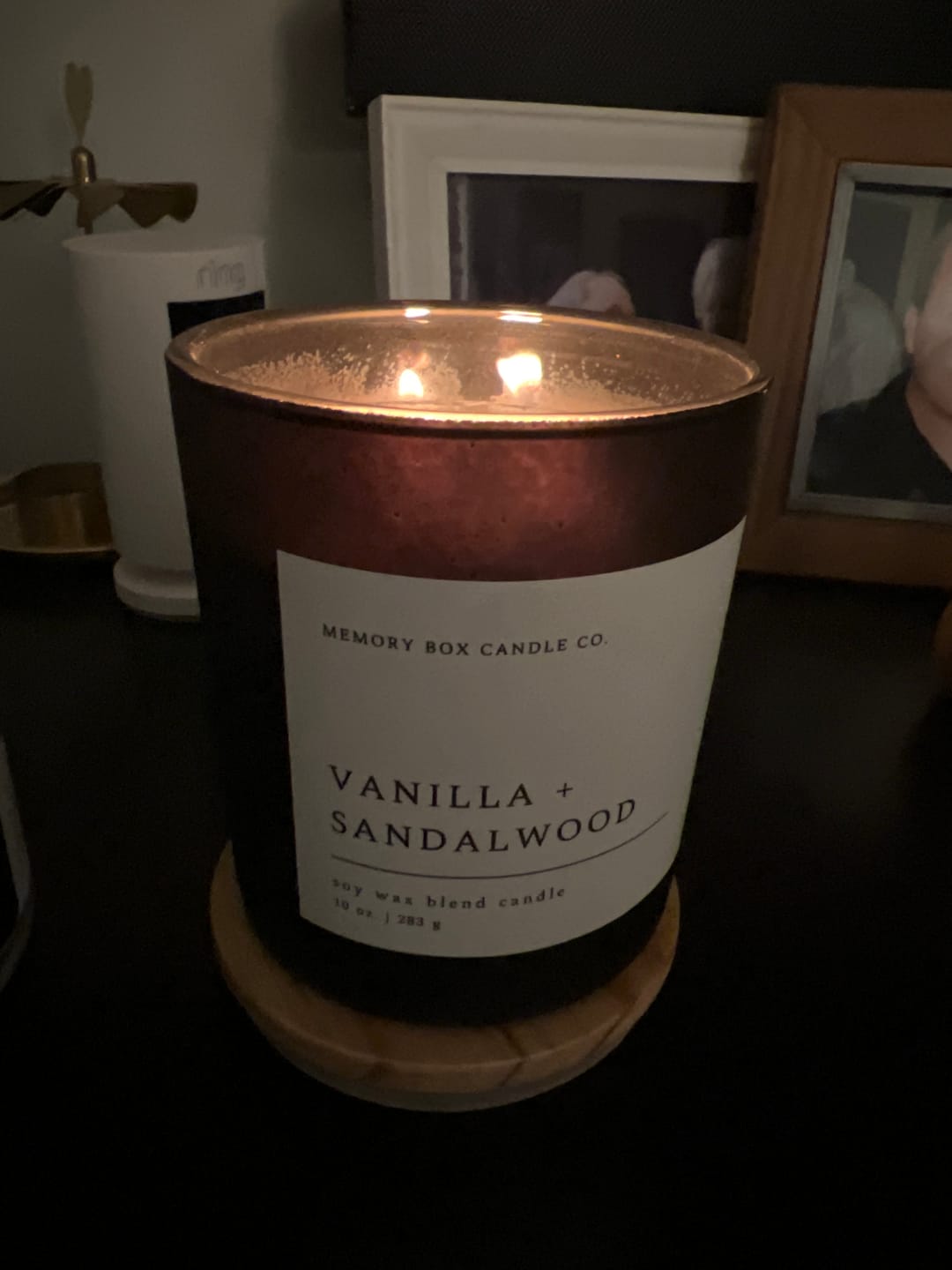 Customer photo review of Vanilla + Sandalwood 10 oz. Candle